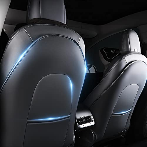 EVFITUS for Tesla Model Y Mode 3 Mode S Mode X Accessories Backseat Protectors Waterproof Seat Covers Leather Kick Mats with Organizer (2 Pack)