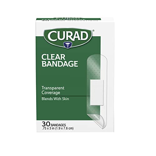 Curad Clear Plastic Self-Adhesive-Bandages, 3/4 Inch x 3 Inch, 30 Count (Pack of 6)