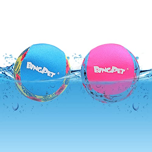 BINGPET Dog Pool Toy Floating Balls, 2 Pcs Dog Water Ball for Summer Swimming Bouncing Ball Pool Toys, Interactive Soft Dog Chew Balls for Small and Medium Dogs