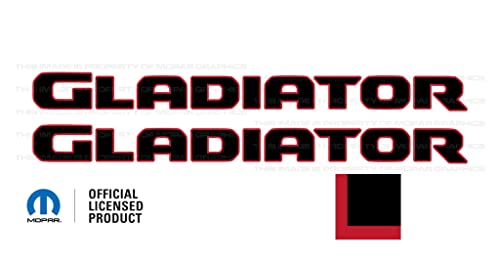 Gladiator Vinyl Hood Emblem Graphic fits Jeep Gladiator JT (2019-2022) Black with Red Outline (Set of 2) | FJ3G0
