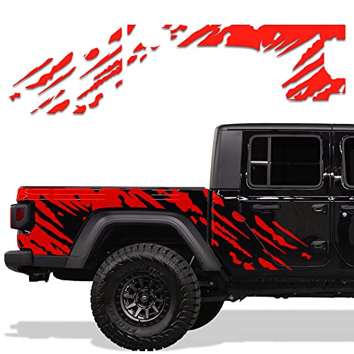Factory Crafts Side Graphics Kit 3M Vinyl Decal Wrap Compatible with Jeep Gladiator 2019-2021 - Splash Red
