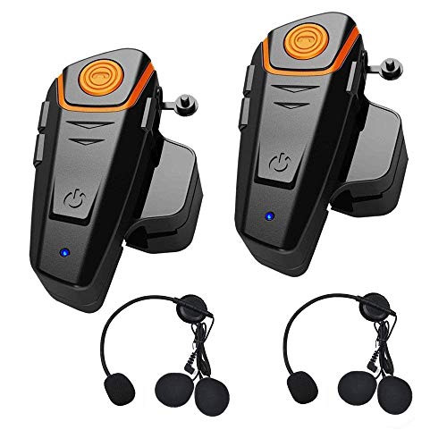 THOKWOK Motorcycle Bluetooth Headset,BT-S2 1000m Helmet Bluetooth Communication Systems Ski Helmet Headphones Bluetooth Intercom Walkie-Talkie for Snowmobile,Up to 3 Riders(Pack 2)