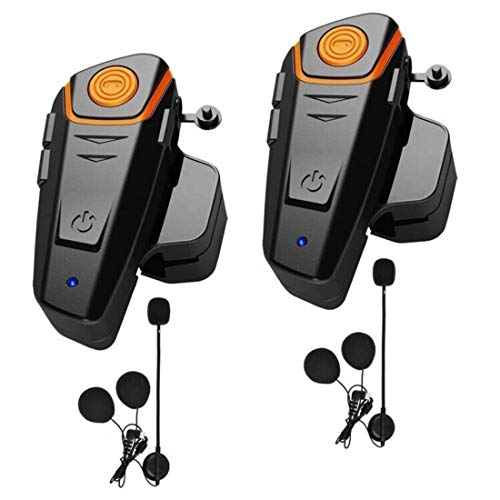 Motorcycle Bluetooth Headset, HuanGou BT-S2 Bluetooth 5.0 New Version 1000M Helmet Bluetooth Intercom Headset Up to 3 Riders Supports FM Radio GPS Music Hands-Free Walkie-Talkie(Dual)