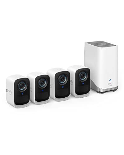 eufy security eufyCam 3C 4-Cam Kit, Security Camera Outdoor Wireless, 4K Camera, Expandable Local Storage up to 16TB, Face Recognition AI, Spotlight, Color Night Vision, No Monthly Fee