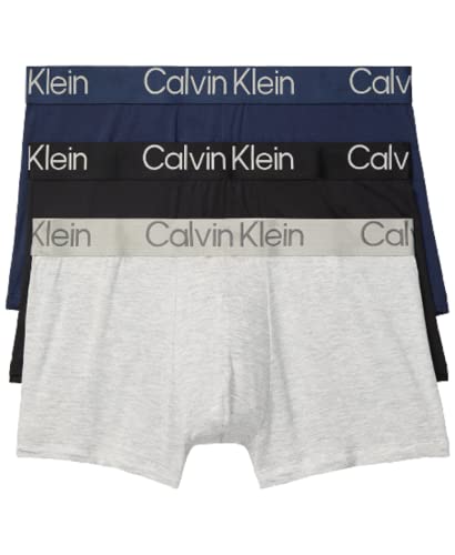 Calvin Klein Men's Ultra Soft Modern Modal Trunk, Black, Blue Shadow, Grey Heather, M