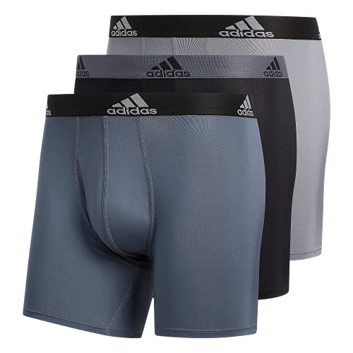 adidas Men's Performance Boxer Brief Underwear (3-Pack), Black/Onix Grey/Grey, X-Large