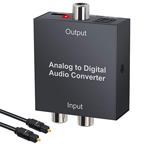 LiNKFOR Analog to Digital Audio Converter R/L RCA 3.5mm AUX to Digital Coaxial Toslink Optical Audio Adapter with Optical Cable for PS3 Xbox Blu-ray Player HD DVD AV Amp