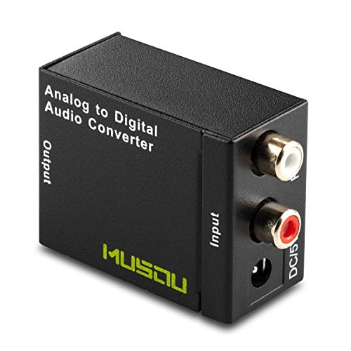 Musou RCA Analog to Digital Optical Toslink Coaxial Audio Converter Adapter with Optical Cable Power Adapter