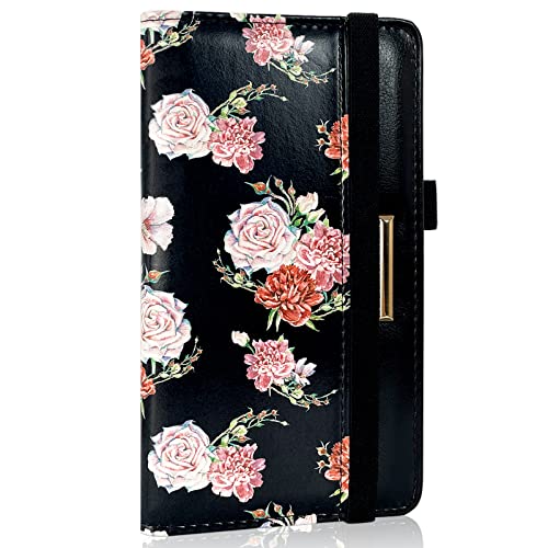 RSAquar Checkbook Cover for Women & Men, Luxury Premium Leather Wallet for Duplicate Checks with RFID Blocking (Flowers)