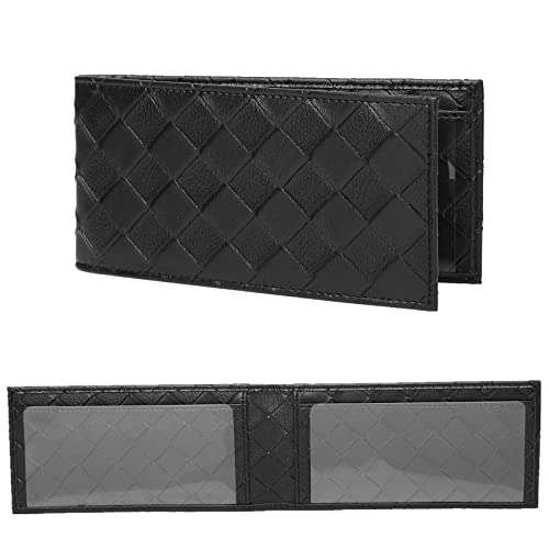LLi Cufite Leather Checkbook Cover for 2 Checks, Side Tear Top Stub Personal Check, Registers, Receipts, Duplicate Checks, with Card Slots Plastic Insert Flap for Men & Women (Upgrade Black)