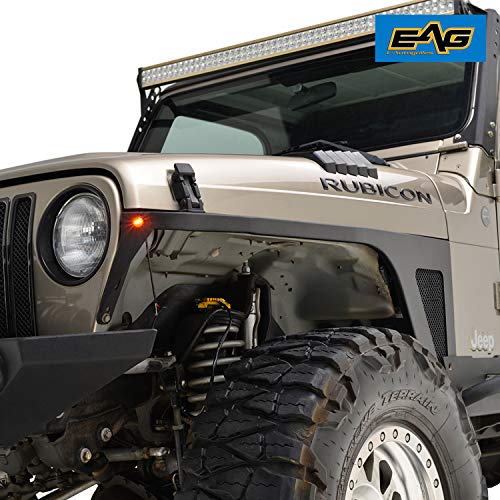 EAG Replacement for Front Fender Flare with LED Eagle Lights Armor 1 Pair 97-06 Wrangler TJ