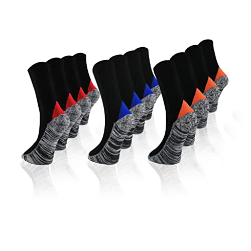 socksberg 12 Pairs Cushioned Crew Work Socks for Men | Durable Heavy Duty Mens Work Socks for Steel Toe Boots | Moisture Wicking Men's Reinforced Work Boot Socks | Size 6-12