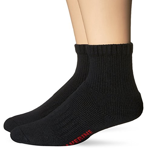 Wolverine Men's 2 Pack Steel Toe Quarter Socks, Black, Shoe Size: 9-13