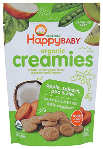 Happy Baby Organics Creamies Freeze-Dried Veggie & Fruit Snacks with Coconut Milk, 1 Oz