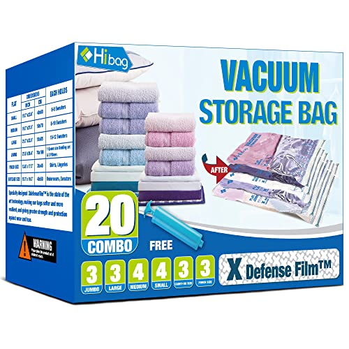 Vacuum Storage Bags, Space Saver Vacuum Seal Storage Bags 20-Pack Sealer Bags for Clothes, Clothing, Bedding, Comforter, Blanket (20C)