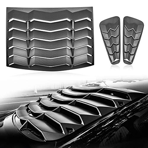 CUMART 2005-2014 Rear+Side Window Louvers Windshield Sun Shade Cover Lambo Style Matte Black Compatible with Ford Mustang 2005 2006 2007 2008 2009 2010 2011 2012 2013 2014 
