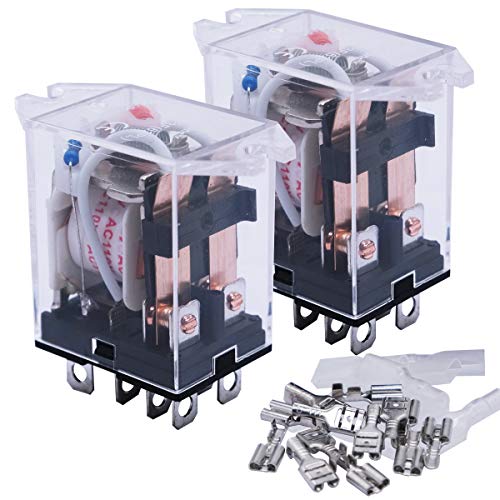 mxuteuk 2pcs AC 110V/120V Coil 8 Pin 10A DPDT LED Indicator Electromagnetic Power Relay General Purpose JQX-13F-DZ-AC110V