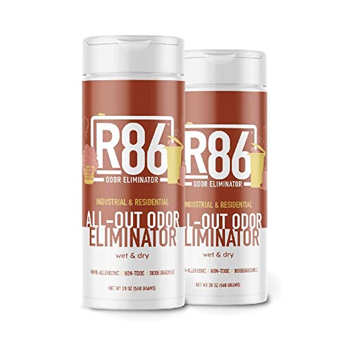 R86 Industrial All-Out Odor Eliminator, Removes Dead Animal Odor, Skunk Odor, Urine, Poop, Musty Basement & More  Natural Formula, Use Wet or Dry, Biodegradable
