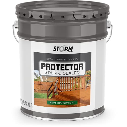 Storm Stain Protector - Golden Oak, 5 Gallons, Protects Outdoor Wood from Water & UV Rays, Siding, Fence & Deck Stain and Sealer, Outdoor Wood Stain and Sealer