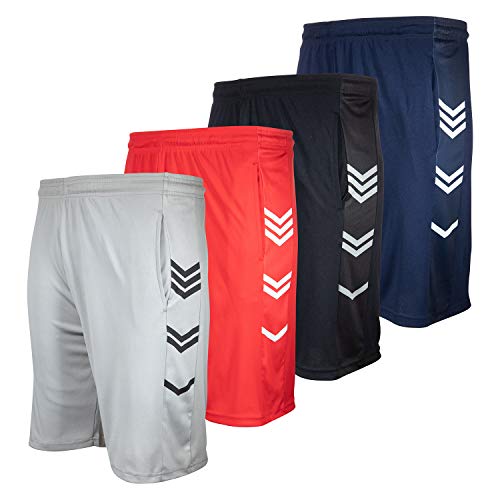 High Energy Long Basketball Shorts for Men, 4 Pack, Sports, Fitness, and Exercise, Athletic Performance, Pack 211, X-Large