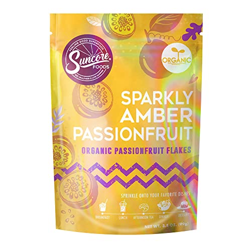 Suncore Foods Sparkling Passionfruit Flakes, Golden Yellow Food Flakes, Gluten-Free, Non-GMO, 3.5oz (1 Pack)