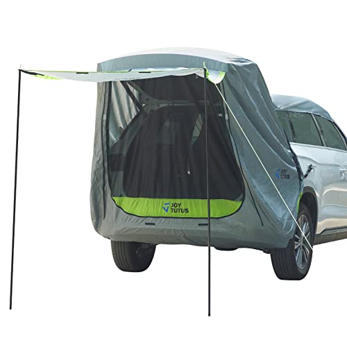 JoyTutus SUV Tailgate Tent with Awning Shade, Car Roof Canopy and Poles, Waterproof Camping Tent, Outdoor Travel Preferred, Universal Fit Most SUV- Green