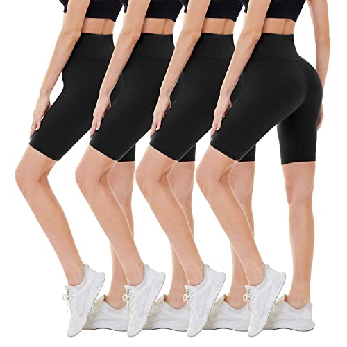 CAMPSNAIL 4 Pack Biker Shorts for Women  8" High Waist Tummy Control Workout Yoga Running Compression Exercise Shorts