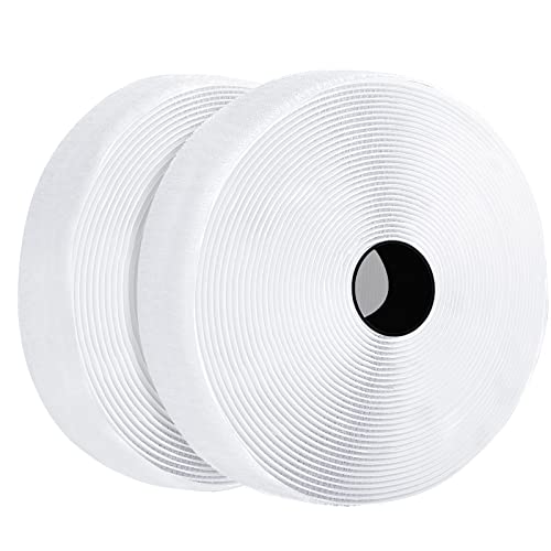 1 Inch x 10 Ft Hook and Loop Tape, Strips with Adhesive, Strong Double Sided Self Adhesive Heavy Duty Strips for Home Office School Car and Crafting Organization, White