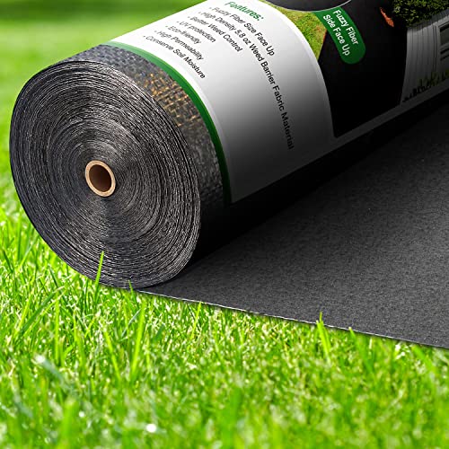 Amagabeli 5.8oz 3ft x 100ft Weed Barrier Landscape Fabric Heavy Duty Woven Weed Control Fabric Geotextile Fabric for Underlayment Garden Lawn Fabric Outdoor Weed Mat