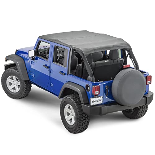 MasterTop Bimini Plus Summer Soft Top in Black Diamond Fits 2010-2018 Jeep Wrangler JKU 4 DR |Made with True Sail Cloth Fabric|14300435