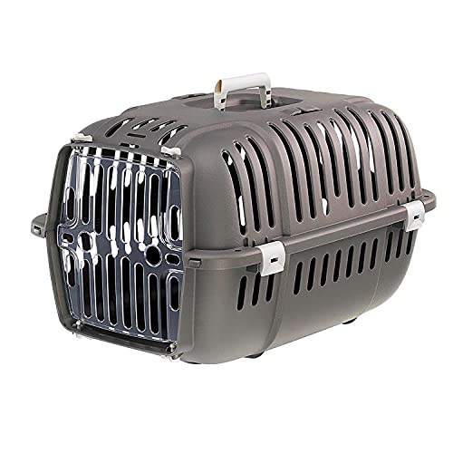 Ferplast Jet Pet Carrier: Value Dog Carrier Suitable for Toy Dog Breeds & Small Cats, Assembled Dimensions are 18.51L x 12.6W x 11.42H inches, Gray