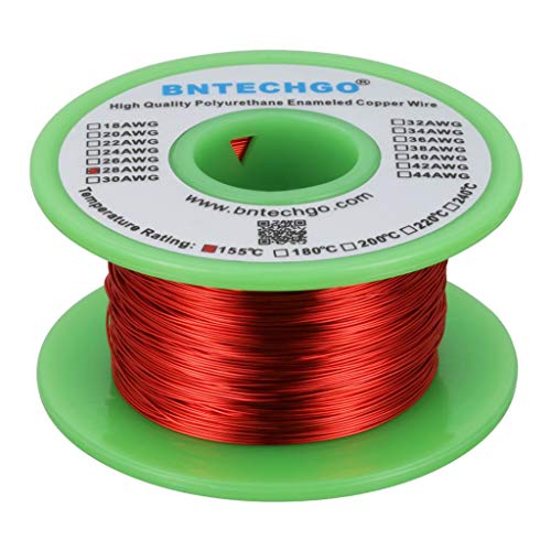 BNTECHGO 28 AWG Magnet Wire - Enameled Copper Wire - Enameled Magnet Winding Wire - 4 oz - 0.0122" Diameter 1 Spool Coil Red Temperature Rating 155 Widely Used for Transformers Inductors