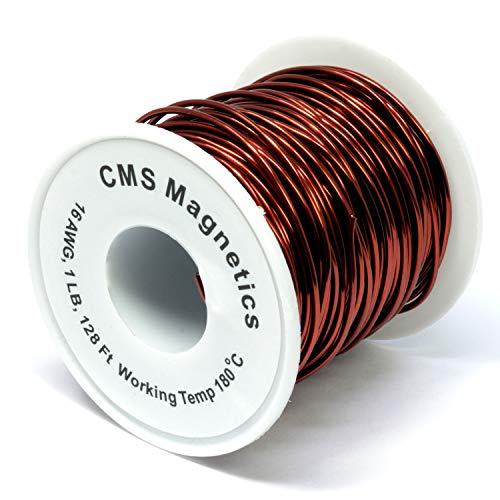CMS MAGNETICS - (16 AWG,1-Pound Spool, 128 Feet) Enameled Copper Magnet Wire for Science, Speaker Coil, Transformer, Inductor, DIY Project - 356F Working Temp, 5.2A Rated Current
