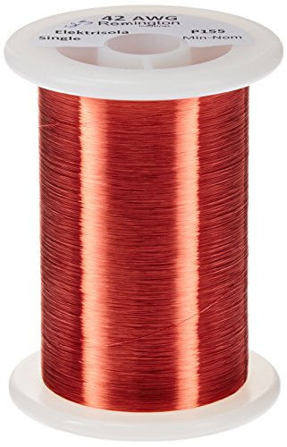 Remington Industries 42SNSPR.25 42 AWG Magnet Wire, Enameled Copper Wire, 4 oz, 0.0026" Diameter, 12828' Length, Red