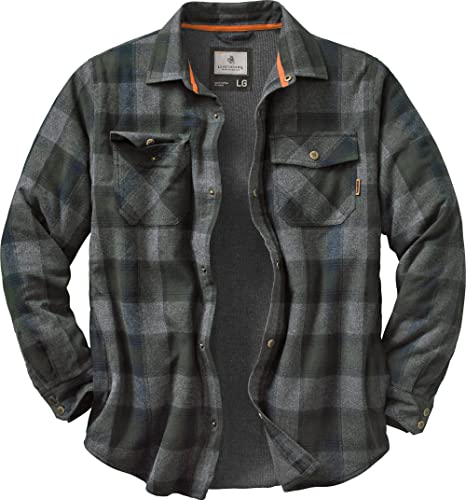 Legendary Whitetails Men's Standard Archer Thermal Lined Flannel Shirt Jacket, Balsam Shadow Plaid, Large
