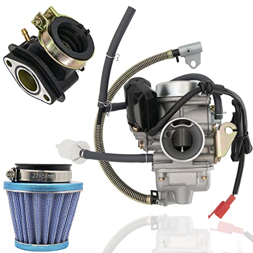 GY6 150cc Carburetor for GY6 4 Stroke Scooter Moped ATV 152QMJ 157QMI Engine, 150 CC Carburetor High Performance PD24J 150cc Carb with Intake Manifold 42mm Air Filter by BOOTOP PIN