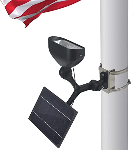 Flag Pole Light Solar Powered Dusk to Dawn, 8 LED Lights 4400mAh, Wall Mount Spinning Flag Pole Light 16 Hrs Lighting, Aluminum Bracket Fits 2-6" American Flag Poles for Garden Yard Landscape Flag