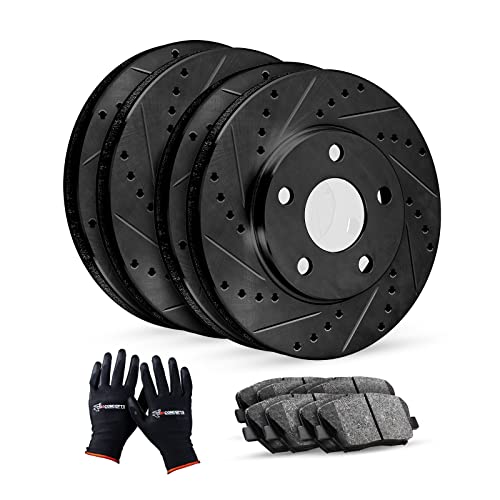 R1 Concepts Front Rear Brakes and Rotors Kit |Front Rear Brake Pads| Brake Rotors and Pads| Ceramic Brake Pads and Rotors |fits 2005-2014 Infiniti FX35, FX37, FX45, QX70