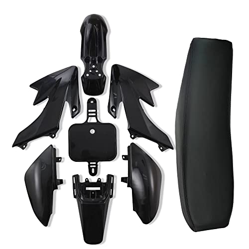 CLEO Plastics Kit with Seat, XR50 CRF50 Plastic Kit Fenders Fairings Replacement Plastic with Tall Flat Seat(black)