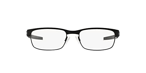 Oakley Men's Ox5038 Metal Plate Titanium Rectangular Prescription Eyeglass Frames, Matte Black/Demo Lens, 53 mm