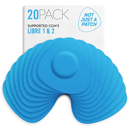 Not Just A Patch Freestyle Libre 2 Sensor Covers (20 Pack) CGM Sensor Patches for Freestyle Libre 2 - Water Resistant & Durable for 10-14 Days - Pre-Cut in Blue