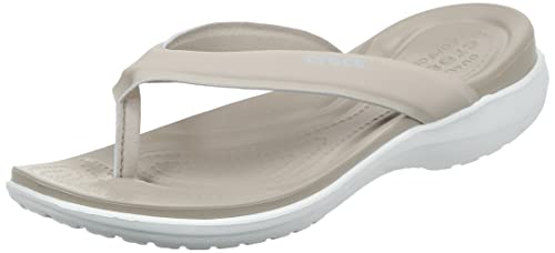 Crocs womens Women's Capri V Sporty | Sandals for Women Flip Flop, Cobblestone, 9 US