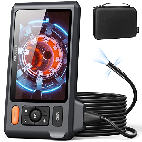 DEPSTECH Triple Lens Borescope Inspection Camera, 5"IPS Screen Endoscope Camera with Lights,1080P Sewer Camera and 180Flip Button, 16.5ft IP67 Cable, Ease of Use, Tool for Wall, Automotive, Plumbing