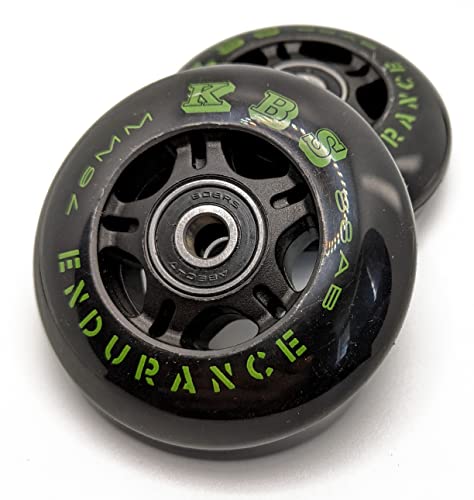 Ripstik Wheels by KBS - Razor Ripsurf Performance Caster Board Replacement 68mm 76mm 80mm 90a with ABEC 7 Speed Bearings 2 pack set of two Ripstick Luggage Scooter Inline (B&Y ENDURANCE, 76MM)