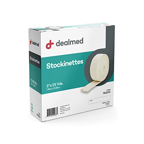 Dealmed Cotton Stockinettes  25 YDS x 3", Pack of 1, Tubular Stockinette Sleeves for Skin Protection and Keeping Dressings in Place