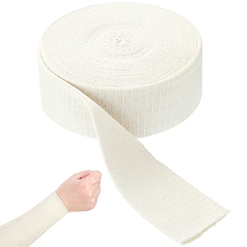 Cotton Tubular Stockinette Gauze Roll Tubular Arm Stocking Elastic Leg Stockinette Tubing Compression Tube Sleeve Bandage for Cast Plaster Comfort Wear Sweat Absorbent(2 Inch x 11 Yard)