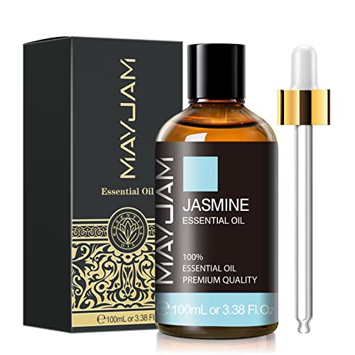 Jasmine Essential Oil for Perfume and Relaxation, MAYJAM Pure Essential Oils for Diffusers for Home, Jasmine Oil for Soap Making, Candle Making, 3.38FL.OZ