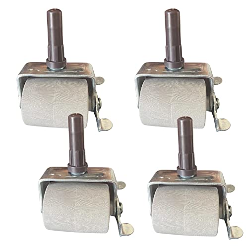 Set of 4 Locking Replacement Bed Frame Wheels, Steel Stem Bed Frame Casters with Plastic Inserts. Protect Floor. Heavy Duty Bed Frame Rollers.