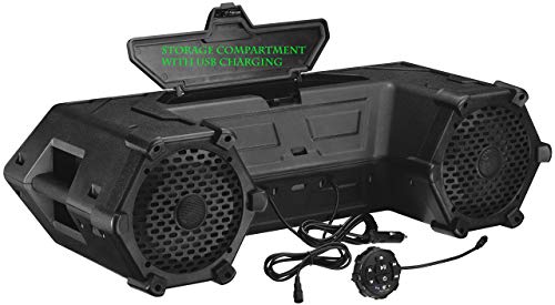 Planet Audio PATV85 ATV UTV Weatherproof Sound System - 8 Inch Speakers, 1.5 Inch Tweeters, Built-in Amplifier, Bluetooth. Built-in LED Lightbar, Easy Installation for 12 Volt Vehicles