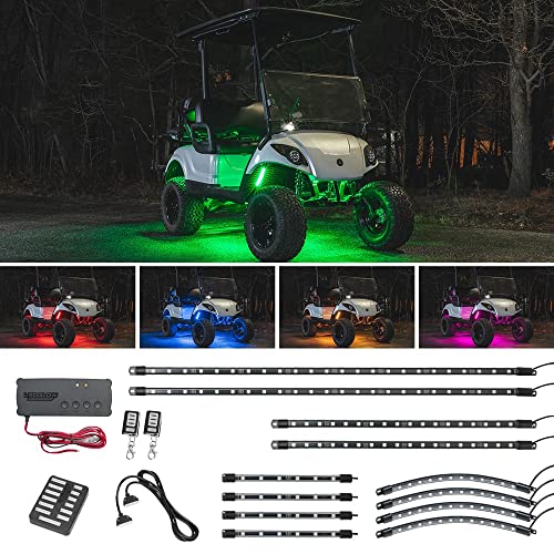 LEDGlow 12pc Million Color LED Electric Golf Cart Underglow Accent Lighting Kit with Wheel Well & Interior Lights for EZGO Yamaha Club Car - Fits 36/48/72-Volt Golf Carts - Built-in Voltage Reducer